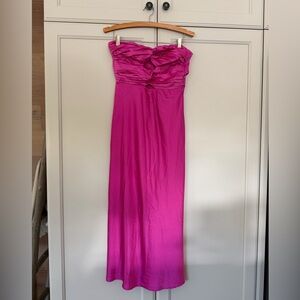 Magenta Strapless Midi Dress